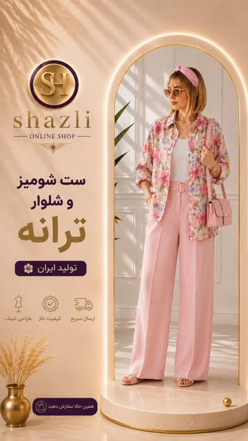 ست شومیز شلوار کرپ و لینن ترانه